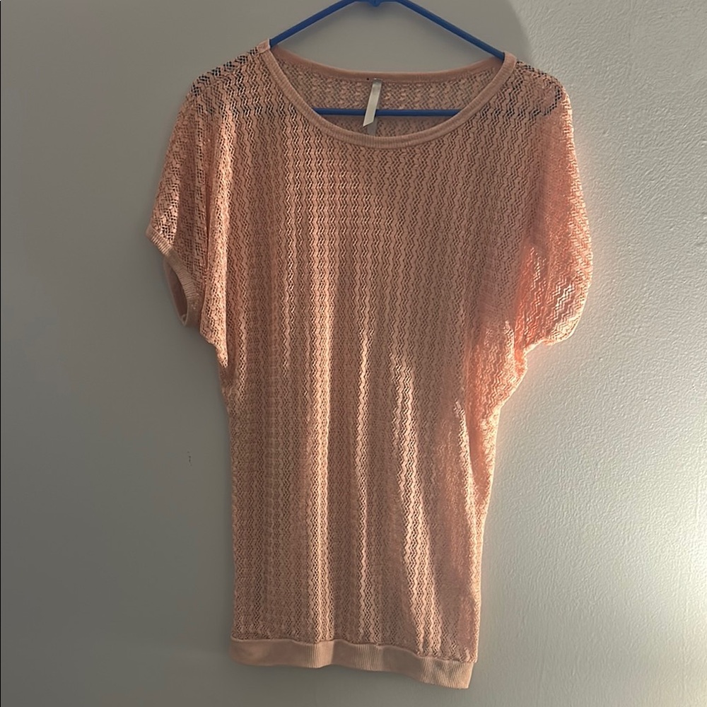 Peach Lace Knit Women's Top